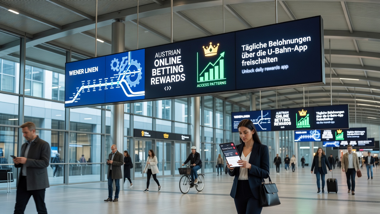 Commuters at Vienna station using smartphones for online services including betting rewards